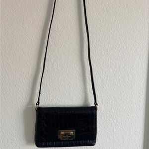 Kate Spade Black Croc-Pattern Crossbody Bag